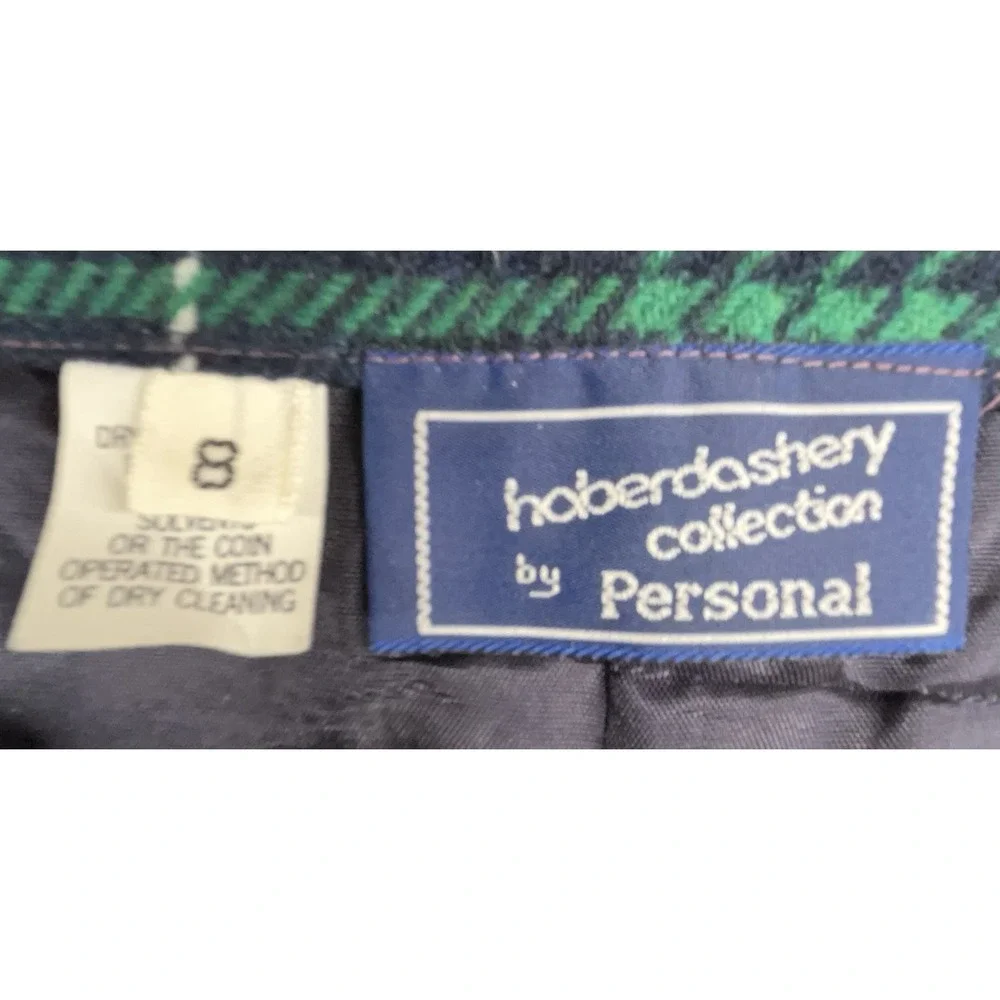 Vintage Wool Skirt 8 Blue Green Tartan Plaid Pleated Midi‎ Pocket Preppy Classic